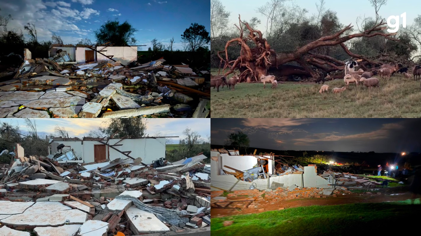 Tornado no RS: veja imagens da destruição causada pelo fenômeno; 7 pessoas ficaram feridas