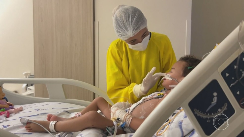 Equipe de hospital em São Paulo busca coração em Mato Grosso para transplante de menina de 3 anos — Foto: Reprodução/TV Globo
