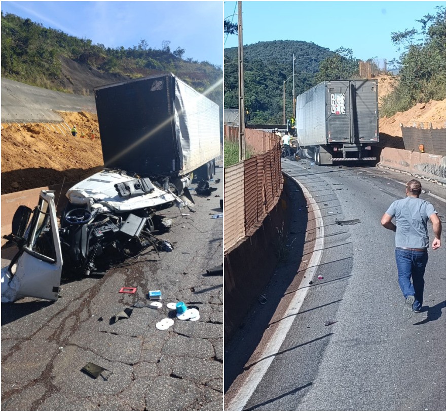 Acidente entre carretas deixa trânsito lento na Fernão Dias, na Grande BH
