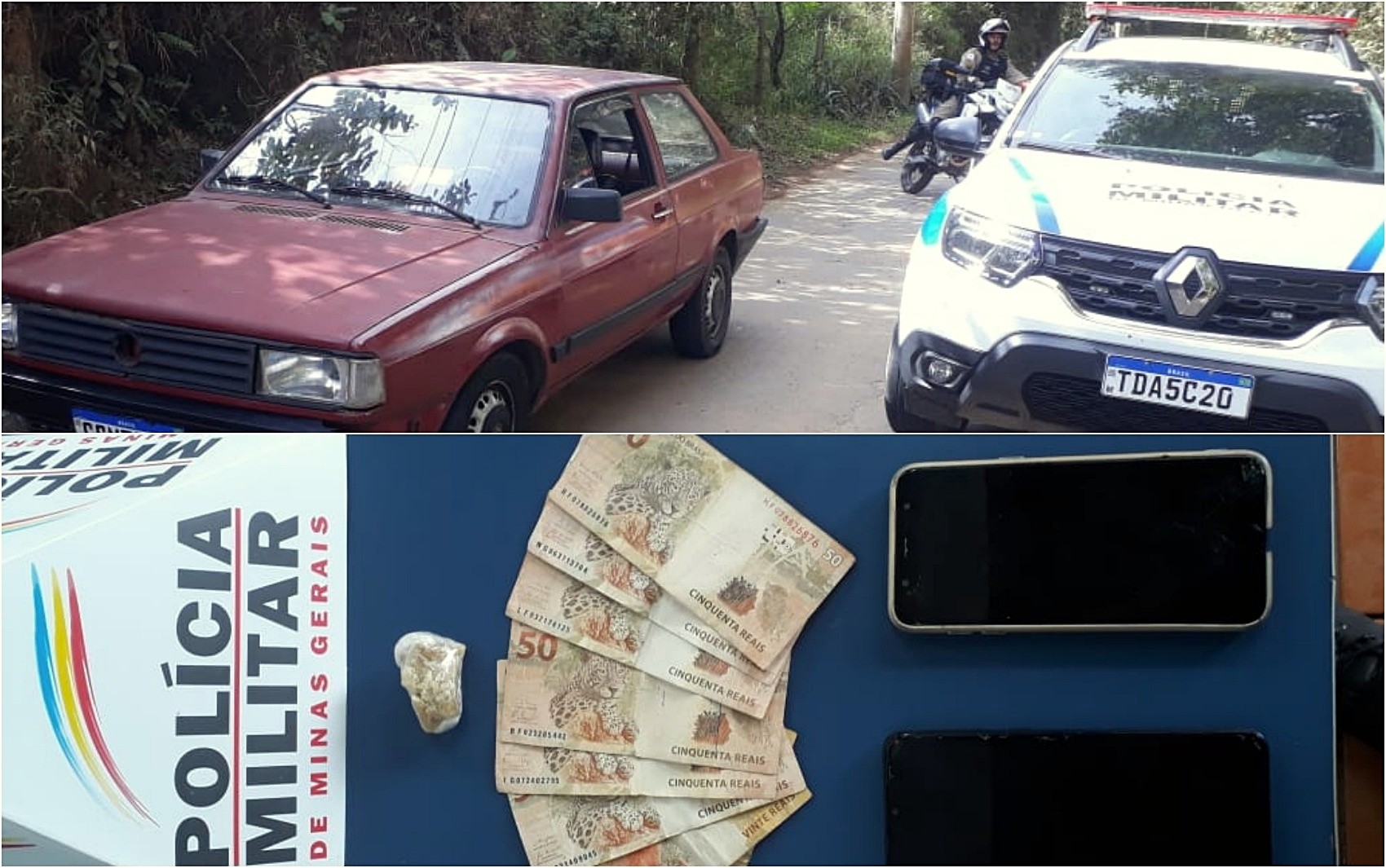 Jovens são flagrados em carro furtado e detidos por receptação e tráfico de drogas em Poços de Caldas, MG