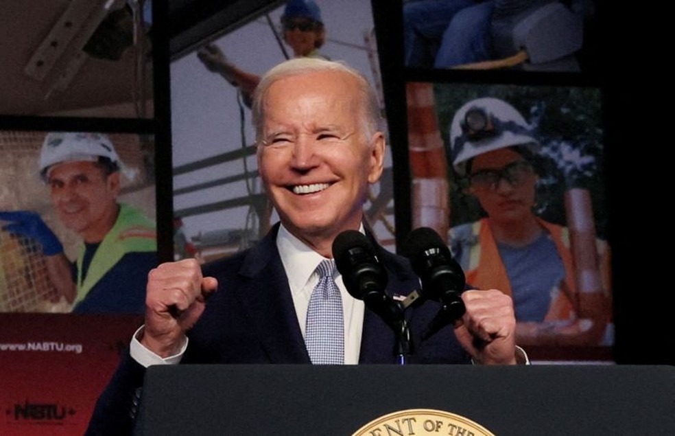 Autointitulado um 'presidente pró-trabalhadores', Biden lançou sua campanha à reeleição em junho — Foto: Reuters