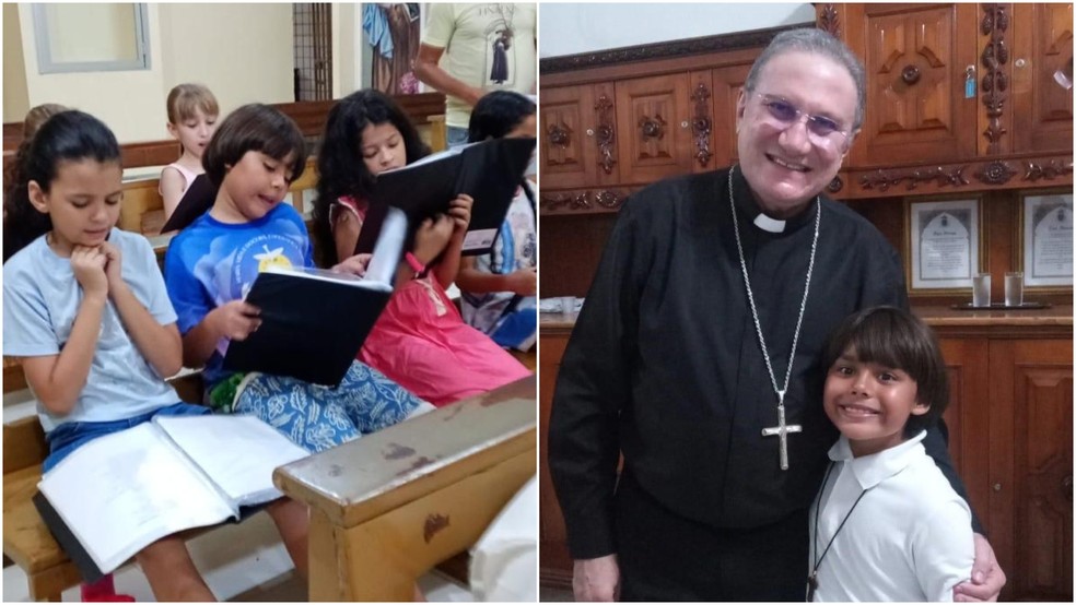 Criança de nove anos mantém rotina de fé e devoção e sonha em ser padre — Foto: Arquivo pessoal