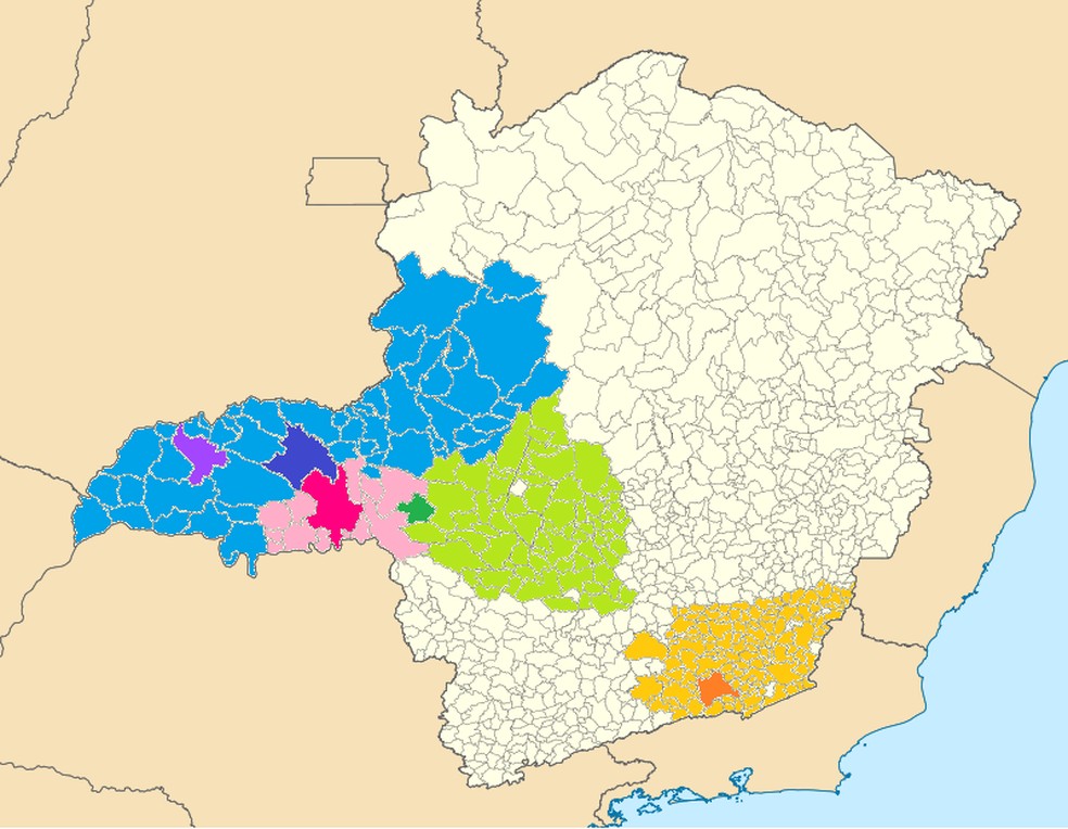 Mapa mostra &aacute;rea de cobertura da TV Integra&ccedil;&atilde;o em Minas Gerais &mdash; Foto: Reprodu&ccedil;&atilde;o