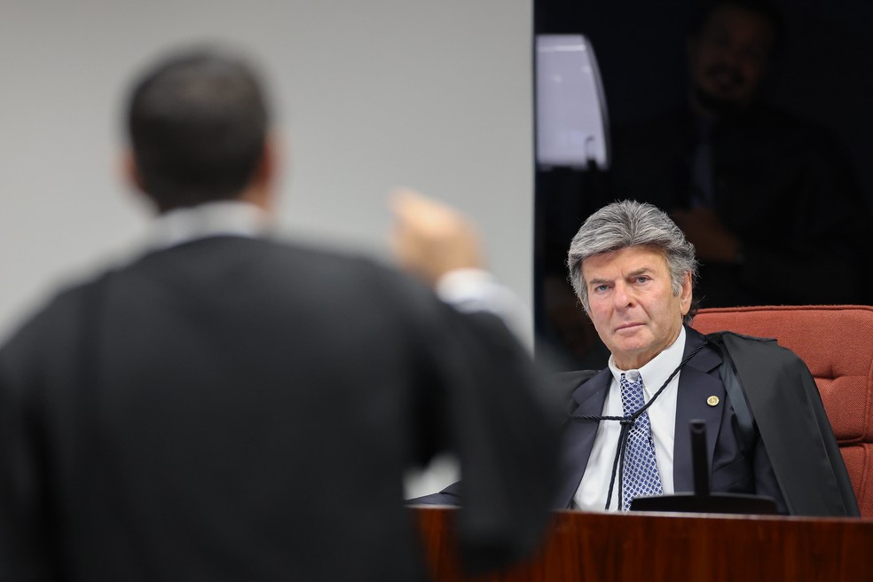 O ministro Luiz Fux durante julgamento da denúncia do golpe de Estado — Foto: STF