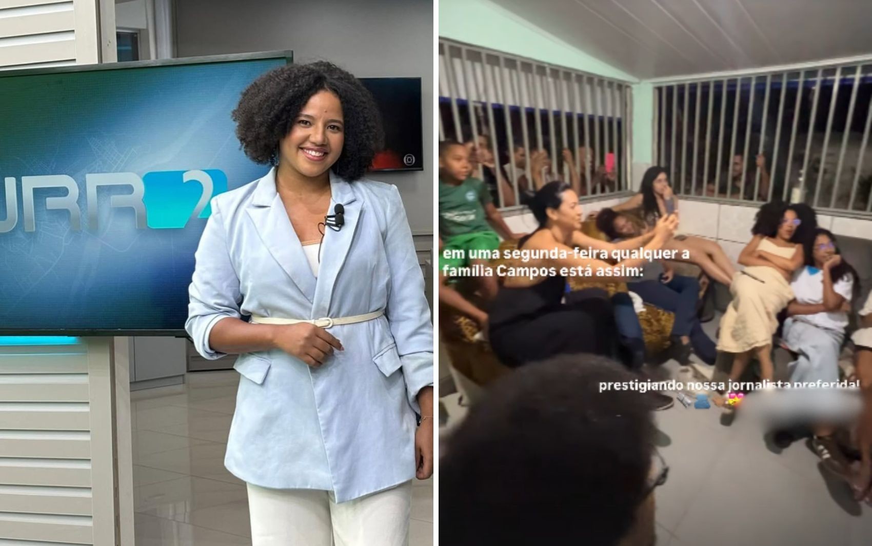 Família viraliza ao comemorar estreia de jornalista goiana na apresentação de jornal: ‘Tem gente até no muro’