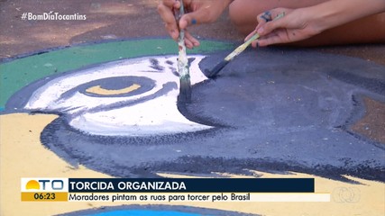 Moradores de Palmas pintam as ruas para torcer pelo Brasil