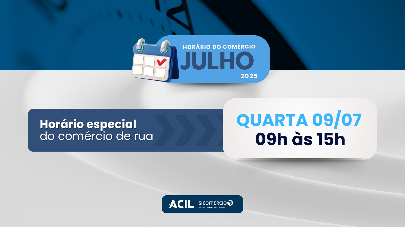 Comércio de Limeira funcionará até às 15h no feriado de 9 de julho
