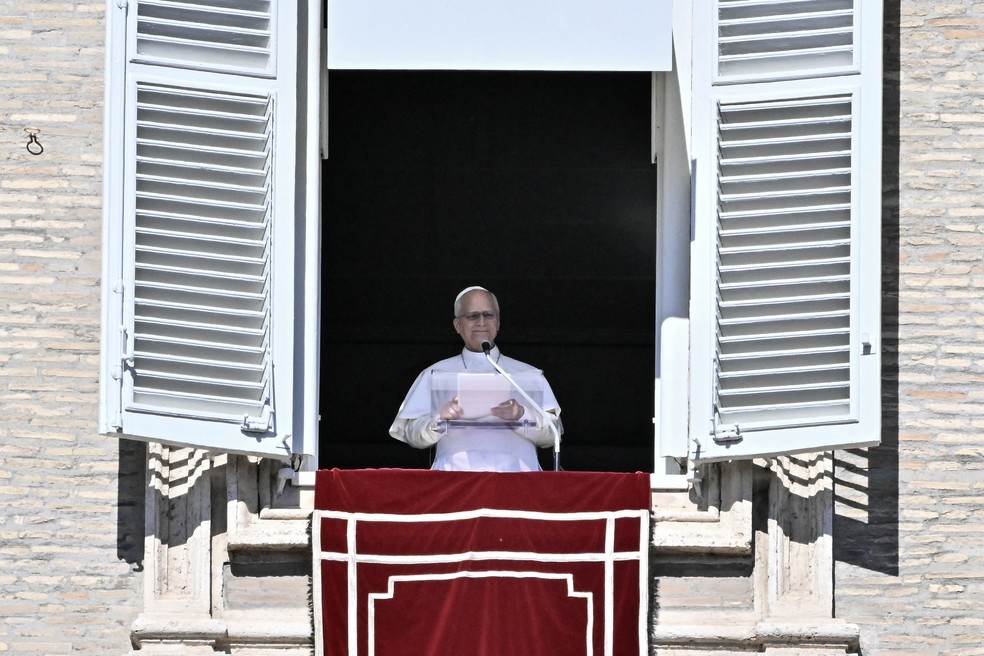 Papa Le�o XIV durante ora��o dominical � Foto: Filippo Monteforte / AFP
