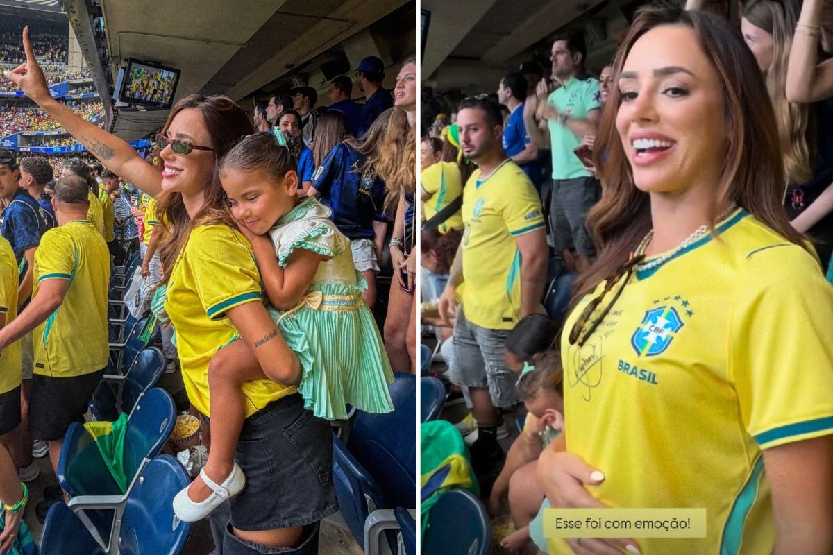 'Preciso me acalmar, estou grávida', diz Bruna Biancardi durante Brasil e Japão na Copa; VÍDEO