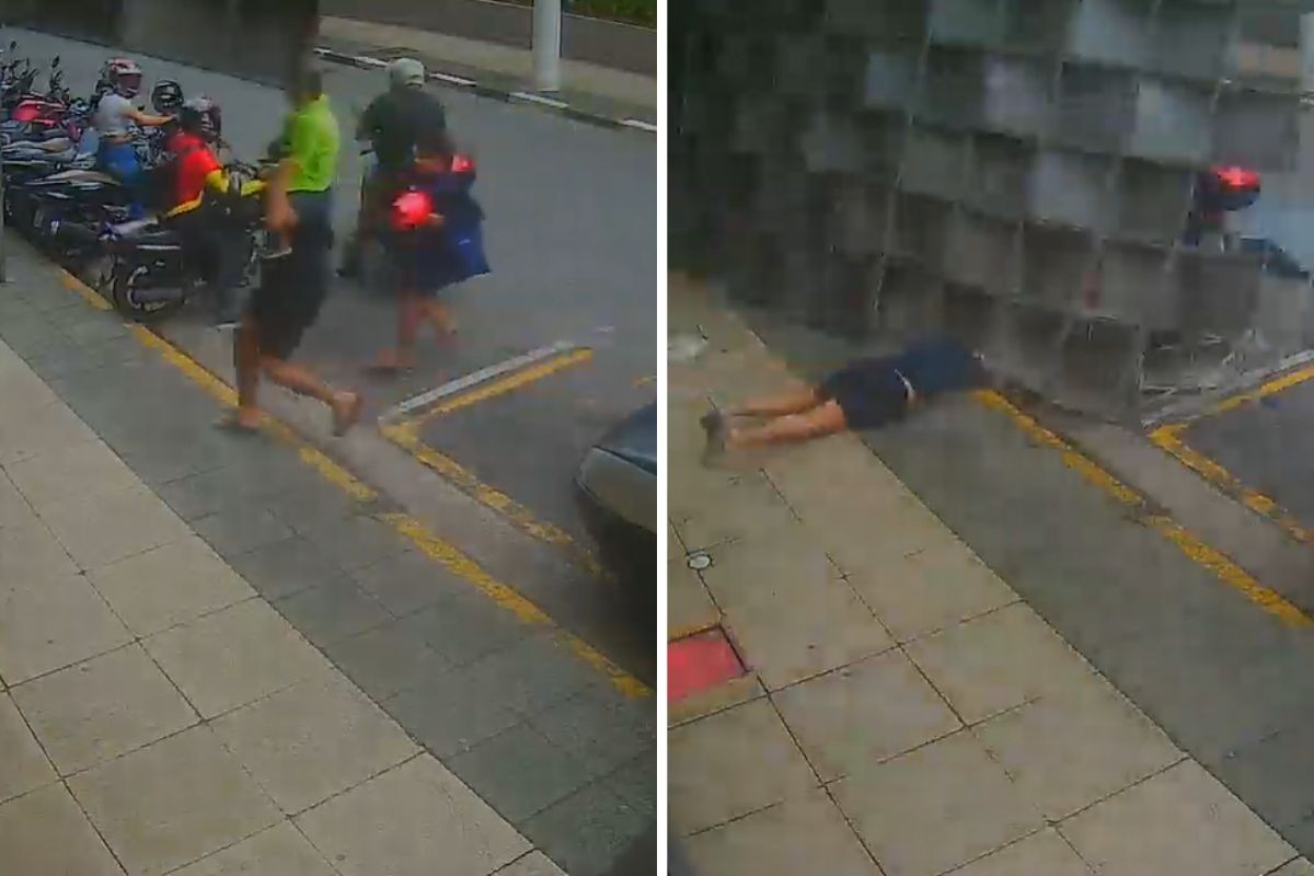 Estrutura de loja desaba e atinge pedestres durante ventania de 100 km/h no litoral de SP; VÍDEO
