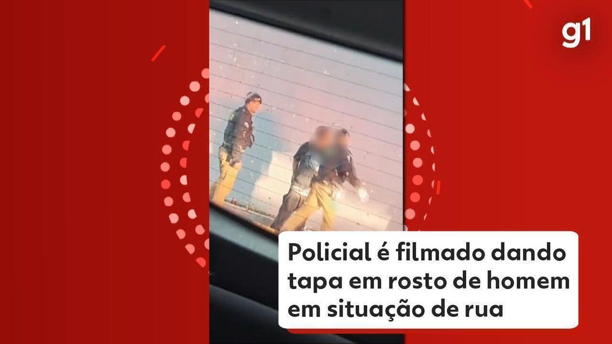 Policial é filmado dando tapa em rosto de homem em situação de rua