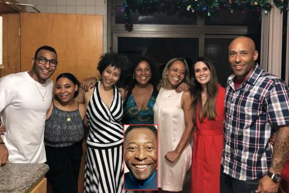 Filhos de Pelé e a enteada dele, Gemima Macmahon — Foto: Reprodução/Instagram