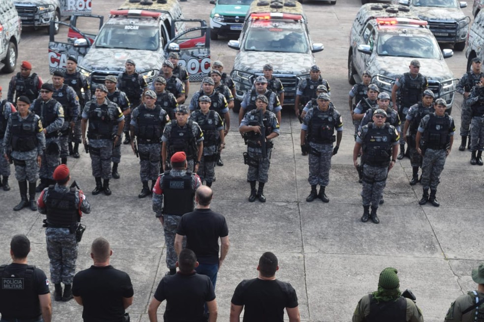 Policiais da SSP-AM  — Foto: Erikson Andrade/SSP-AM