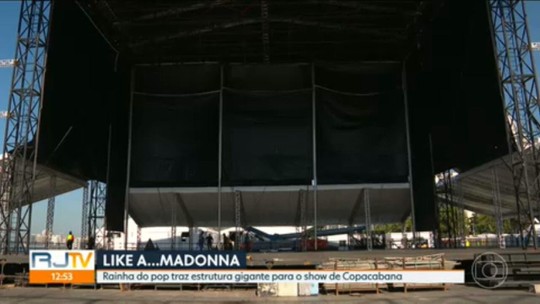 3 aviões, 90 quartos, 45 baús: os números superlativos do megashow da Madonna no Rio - Programa: RJ1 