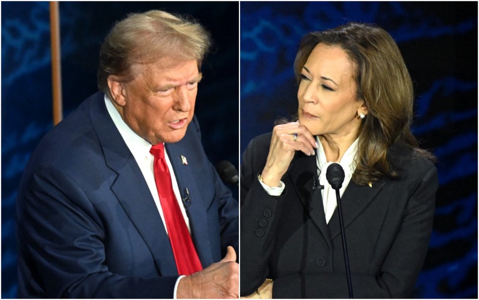 Trump x Kamala no debate — Foto: Reuters e AFP