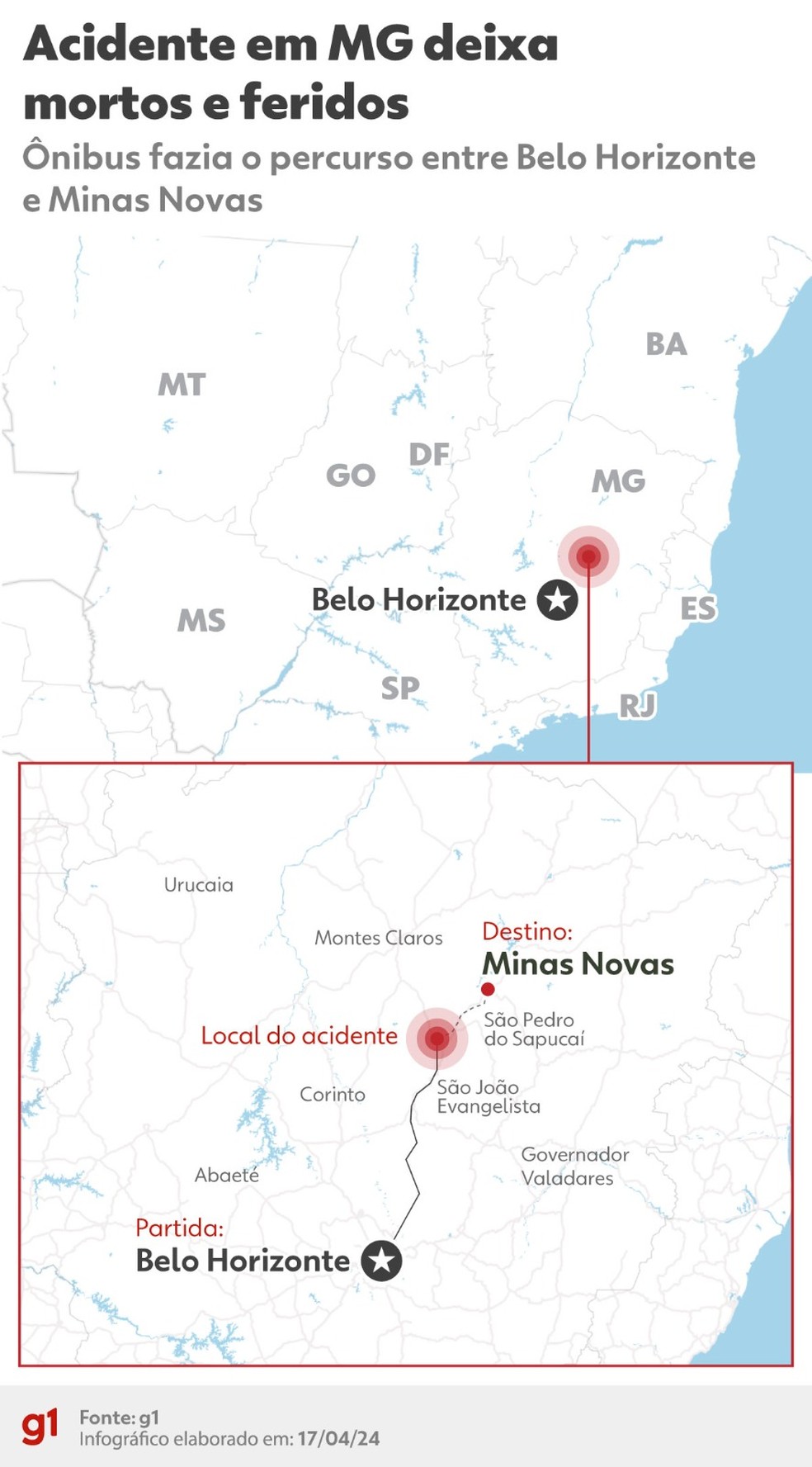 Ônibus saiu da capital mineira com destino a Minas Novas — Foto: g1 