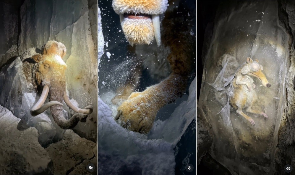 É #FAKE que vídeo mostre animais de 'A Era do Gelo' congelados como se fossem reais; imagem é de IA