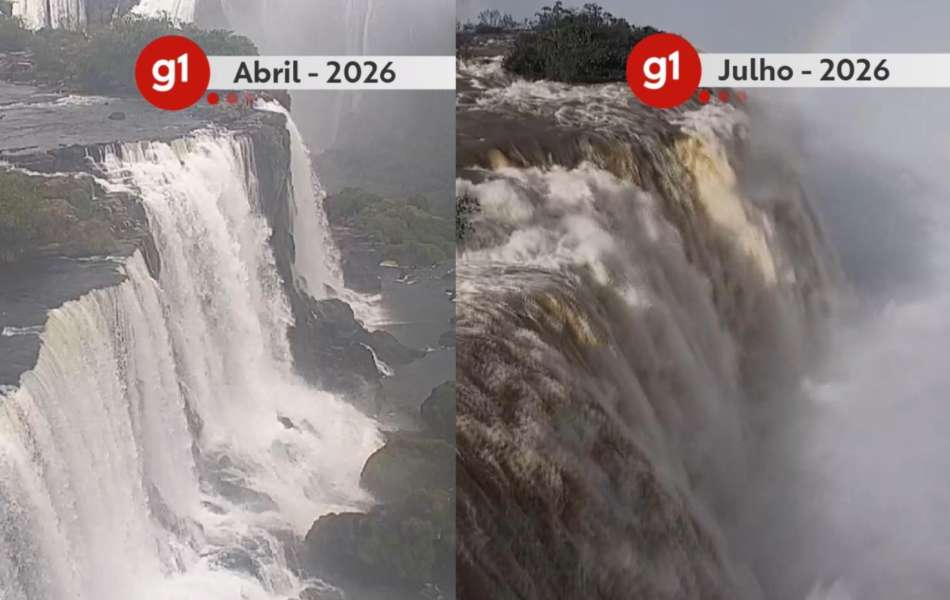 Passarela das Cataratas do Iguaçu no Brasil é reaberta após vazão das quedas baixar de seis para cinco vezes acima do normal