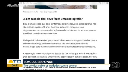 Bom Dia Responde explica sobre dores na coluna