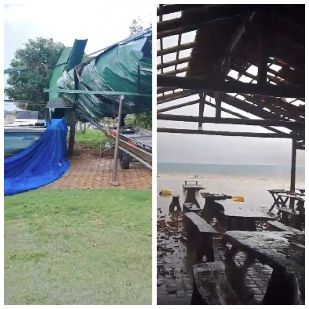 Vendaval provoca destruição na região da praia de Três Marias; VÍDEO
