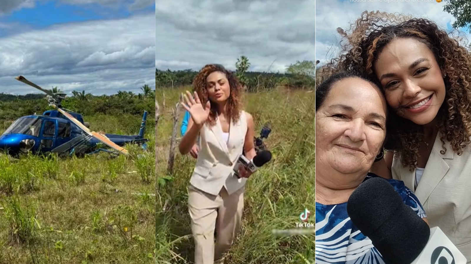 Artesã viraliza ao entrevistar repórter após pouso forçado de helicóptero no PI: 'minha fia, como foi aqui?'