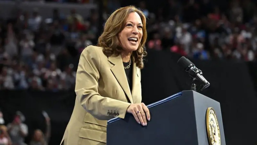 Kamala Harris, vice-presidente e candidata democrata à Casa Branca nas eleições de 2024. — Foto: AFP via BBC