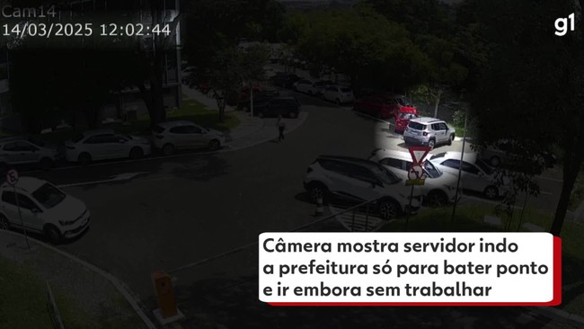 Câmera mostra servidor indo a prefeitura só para bater ponto， e ir embora sem trabalhar