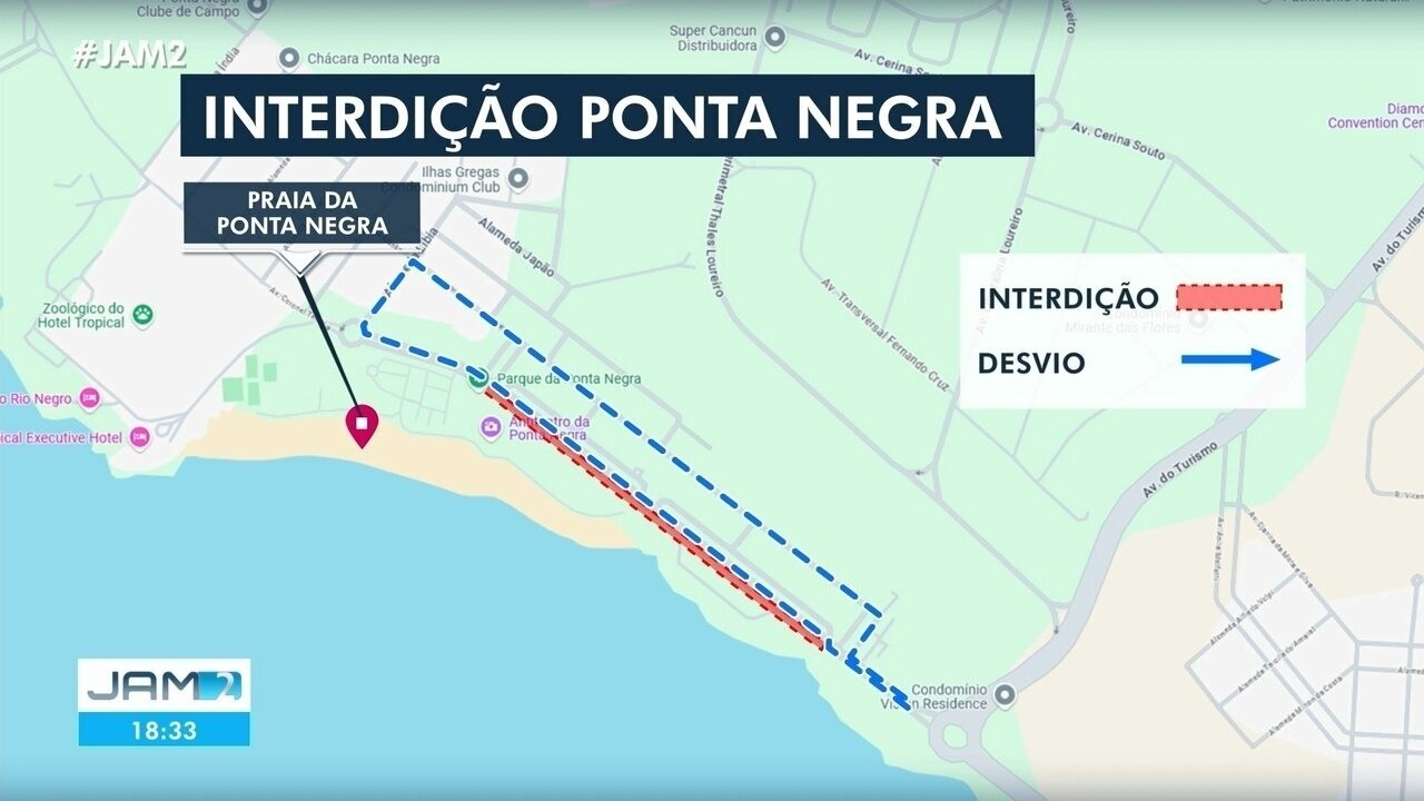 Trecho da Avenida Coronel Teixeira é interditado para montagem da estrutura do Réveillon na Ponta Negra
