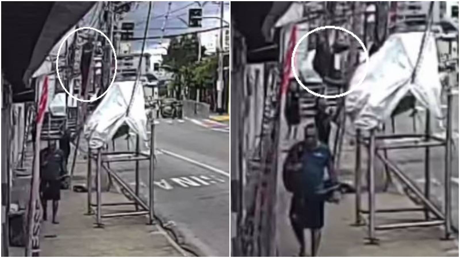 Trabalhador sofre choque e cai de escada durante montagem de estrutura do Carnaval; vídeo