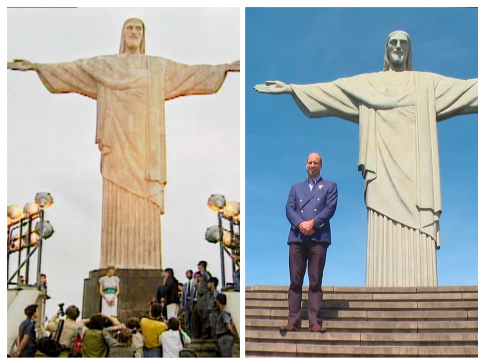 William refaz passos de Diana, Charles, Elizabeth II e Harry no Rio — Foto: Reprodução