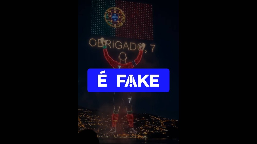 Vídeo de show de drones em homenagem a Cristiano Ronaldo na Ilha da Madeira é falso