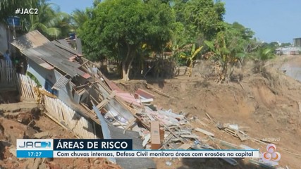 Com chuvas intensas, Defesa Civil monitora áreas com erosões na capital