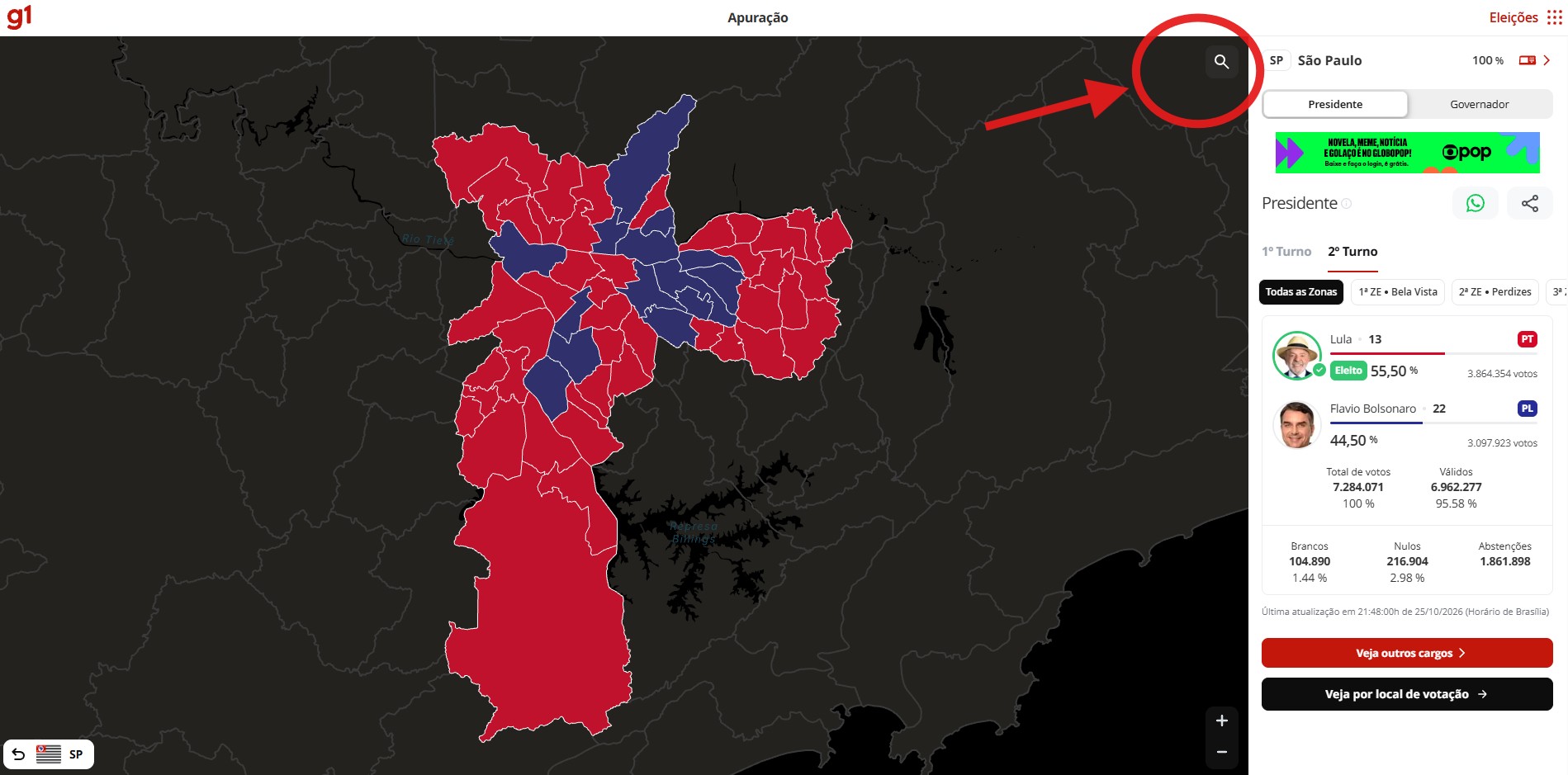 Veja no MAPA como foi a votação no 2º turno por zona eleitoral em todas as cidades