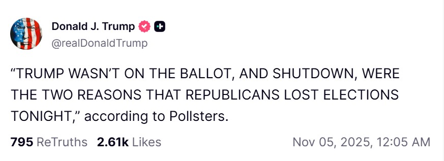 Após derrota política, Trump diz que republicanos perderam porque ele não disputou a eleição