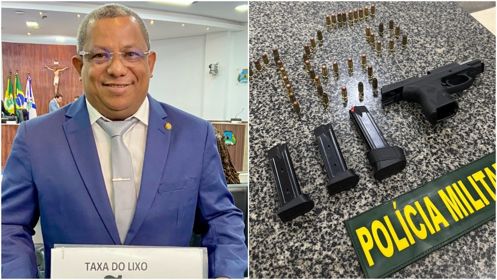 Vereador de Fortaleza Luiz Paupina é detido em Fortaleza por porte ilegal de arma de fogo — Foto: Arquivo pessoal/PMCE - Divulgação
