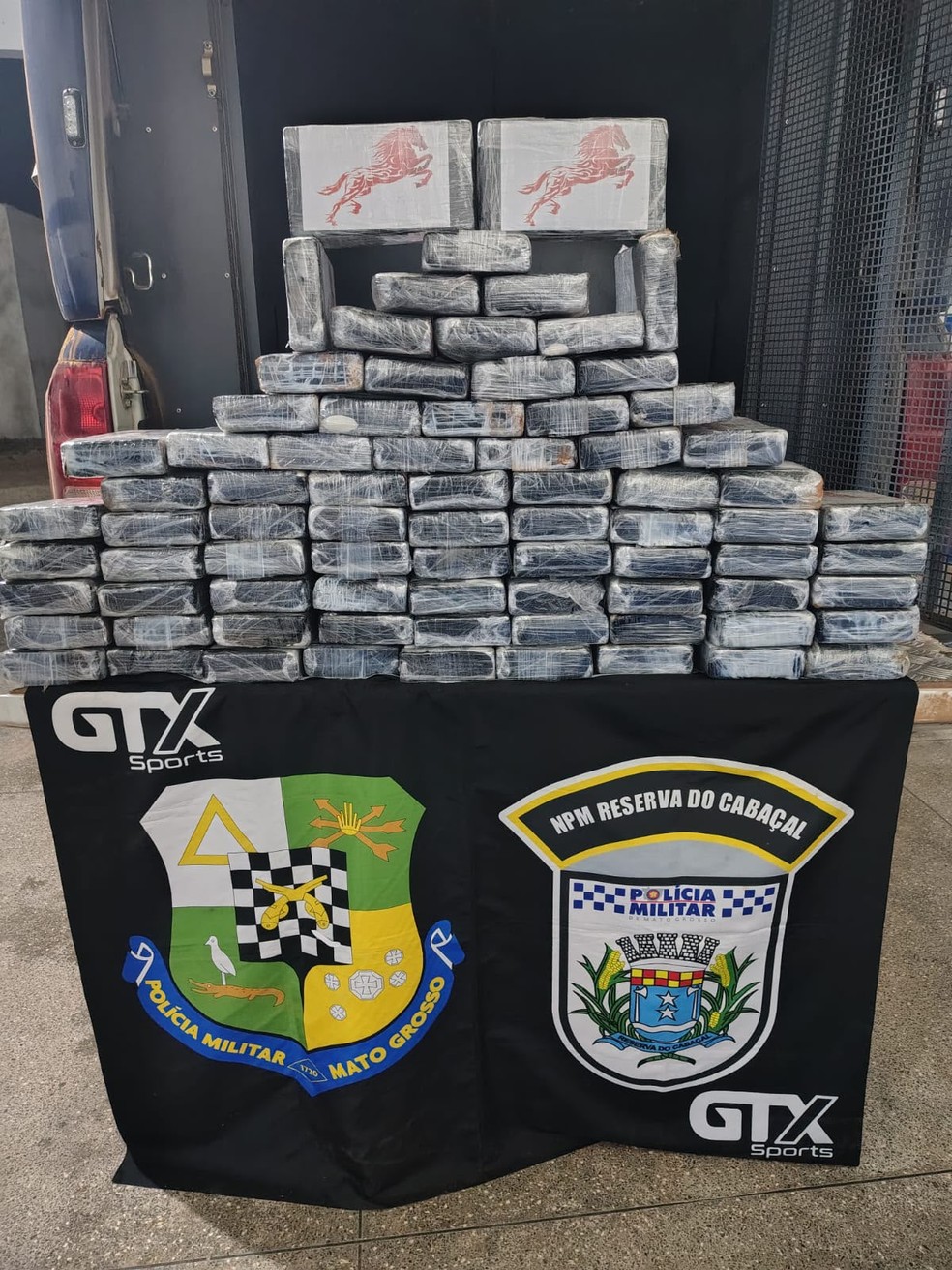 Carga de substância análoga ao cloridrato de cocaína apreendida pela Polícia Militar — Foto: Reprodução/PM