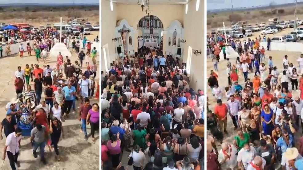 Dezenas de pessoas se renem em Cococi durante a festa de Nossa Senhora da Conceio, em dezembro  Foto: Reproduo