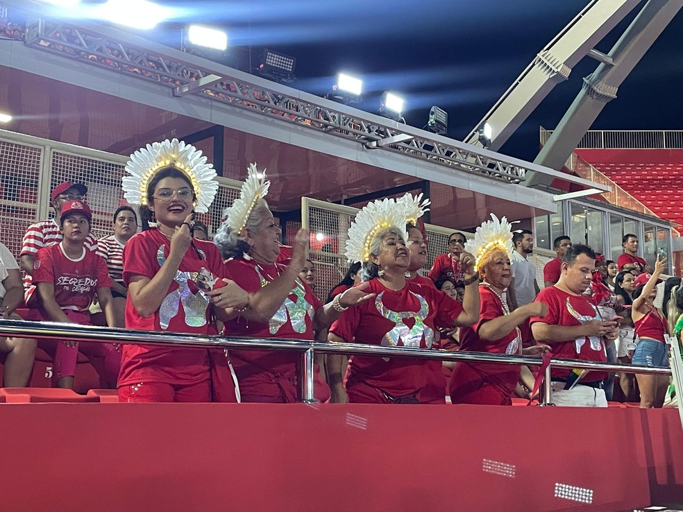 Garantido faz ensaio técnico aberto ao público no Bumbódromo para 57º Festival Folclórico de Parintins. — Foto: Patrick Marques/g1 AM