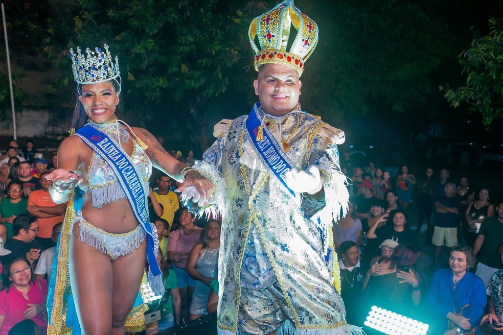 Rei Momo e Rainha do Carnaval de Natal 2023, Allan Almeida e Lívia Pacheco — Foto: Rogério Vital/Secult