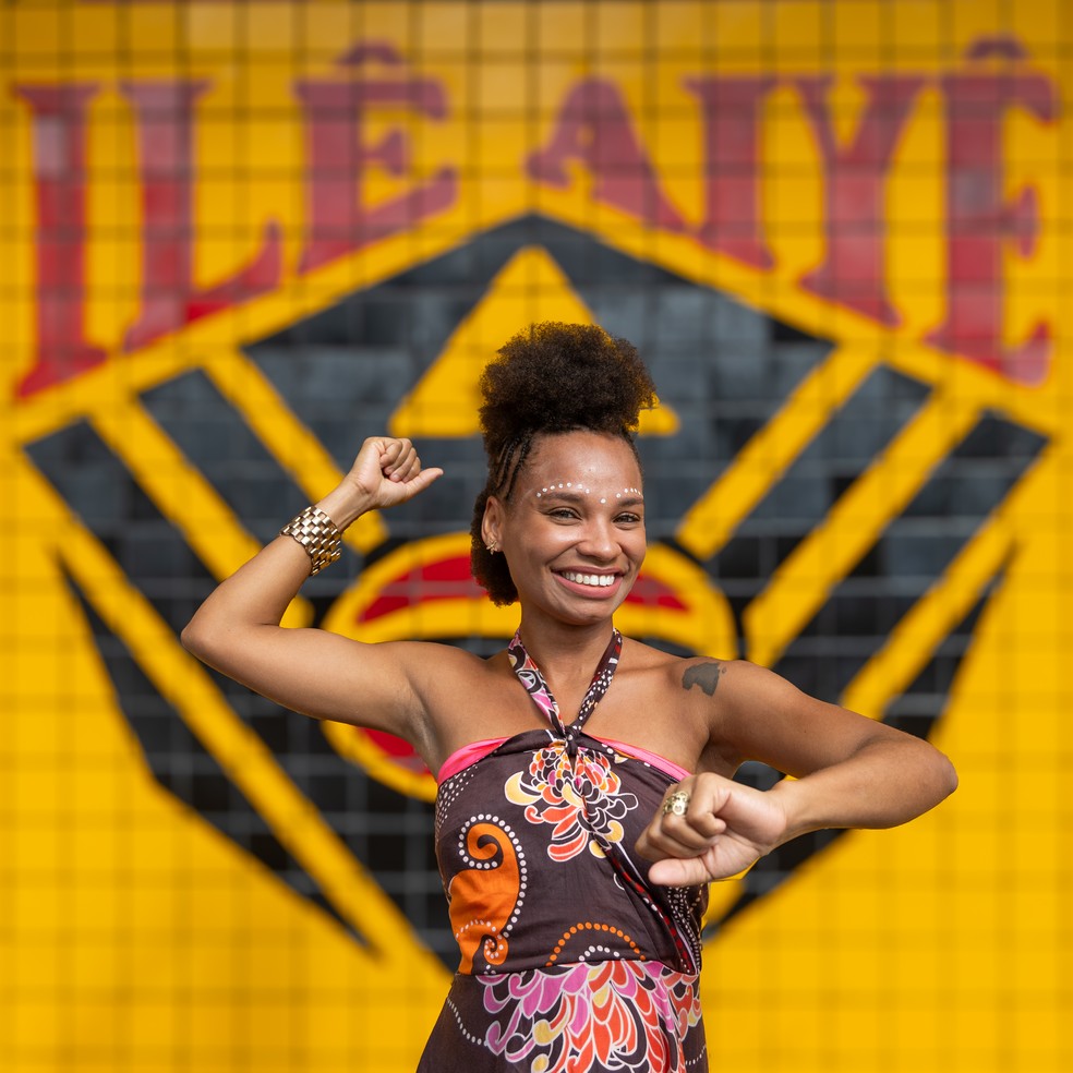 Caroline Lopes concorre ao título de Deusa do Ébano do Ilê Aiyê 2025 — Foto: André Frutuoso/Divulgação