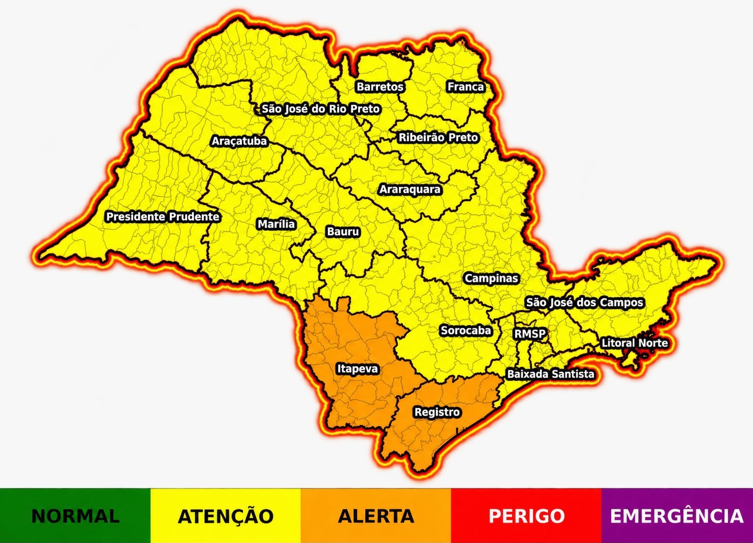 Defesa Civil alerta para risco de chuva e ventos fortes no interior de SP neste domingo