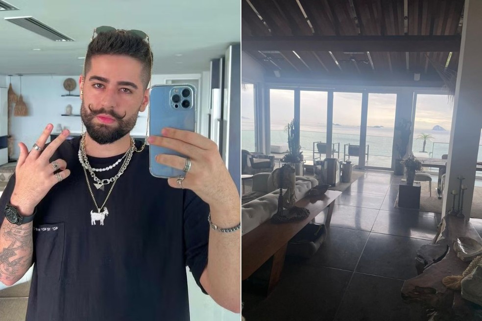 À esquerda, Ruyter Poubel, de 27 anos. À direita, uma das casas alvo da operação — Foto: Redes sociais e Polícia Civil/Divulgação