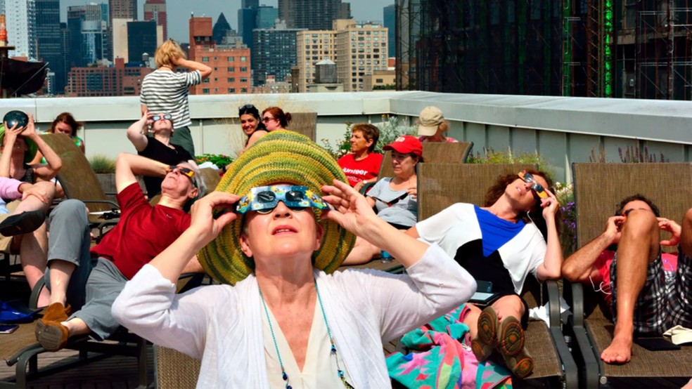 Mais de 30 milhões de pessoas poderão ver o eclipse solar total de abril de 2024 na América do Norte, que poderá ser o mais observado da história — Foto: GETTY IMAGES via BBC