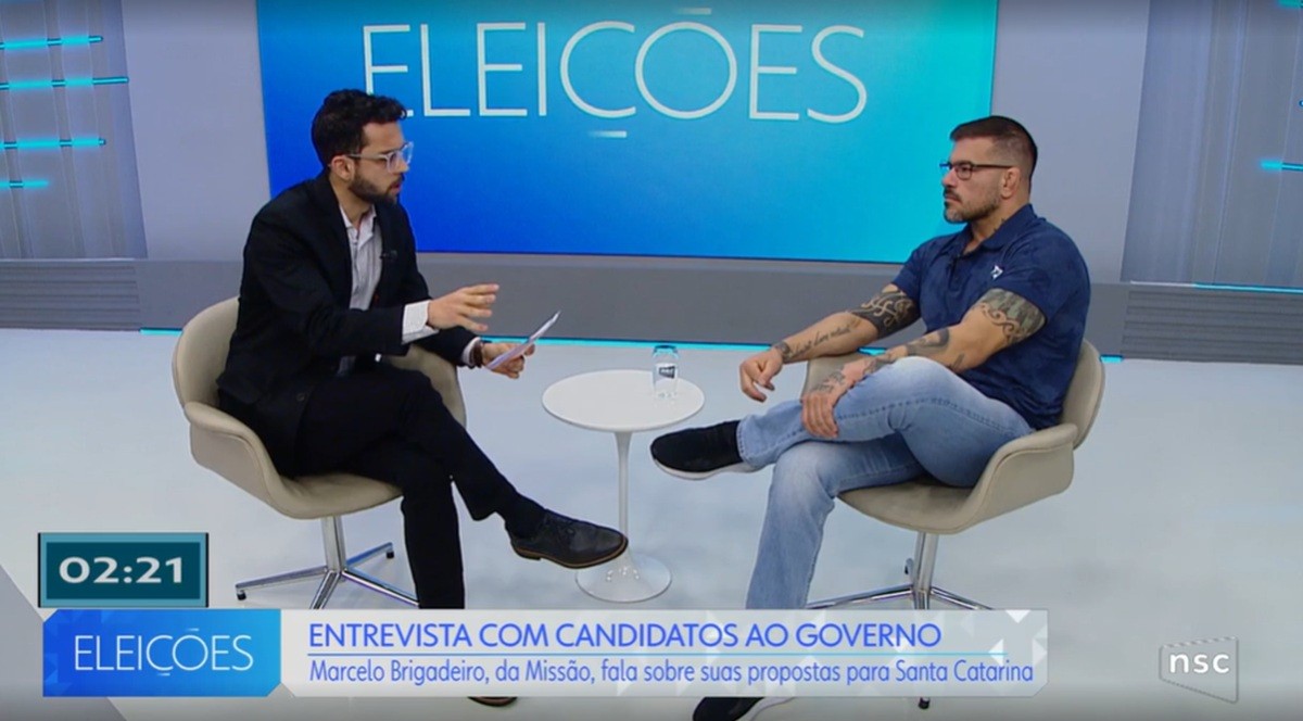 Entrevista na NSC: Marcelo Brigadeiro prevê aumento do efetivo das polícias e detalha proposta para reduzir população em situação de rua