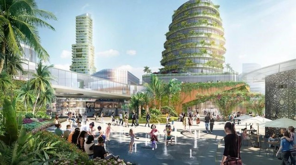 Foi assim que a empresa Country Garden imaginou que Forest City seria. — Foto: COUNTRY GARDEN