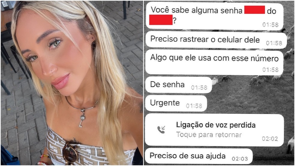 Influenciadora Thays Abreu de Freitas, de 28 anos, pediu que funcionário de estrangeiro repassasse a senha do celular da vítima após homem ser baleado em crime planejado por ela. — Foto: Reprodução