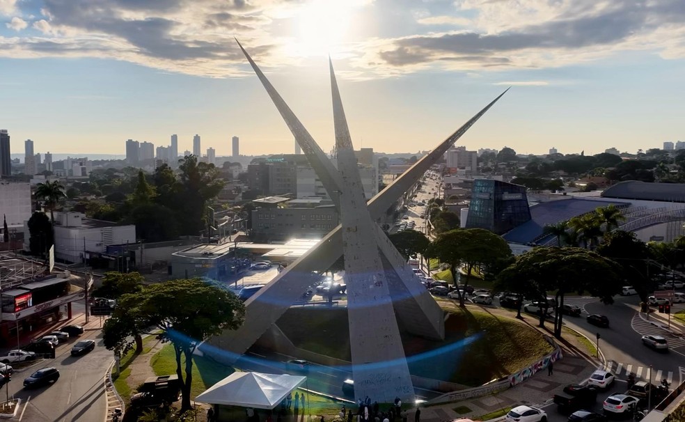 Reforma de monumento da praça do Ratinho deve durar 30 dias — Foto: Joabe Mendonça/Prefeitura de Goiânia