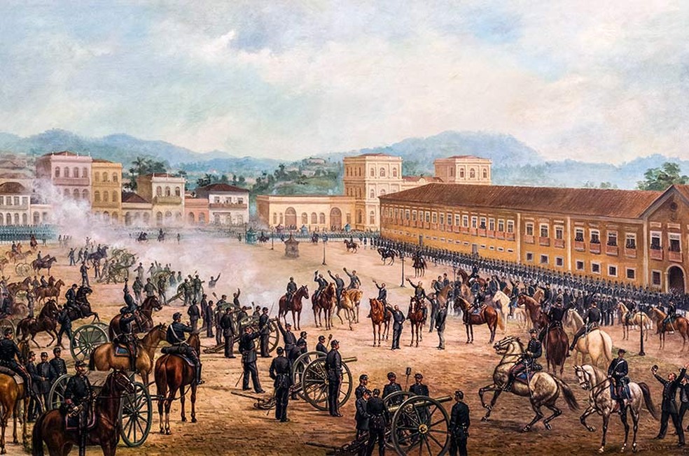Pintura retrata a Proclamação da República, em 1889. — Foto: Benedito Calixto