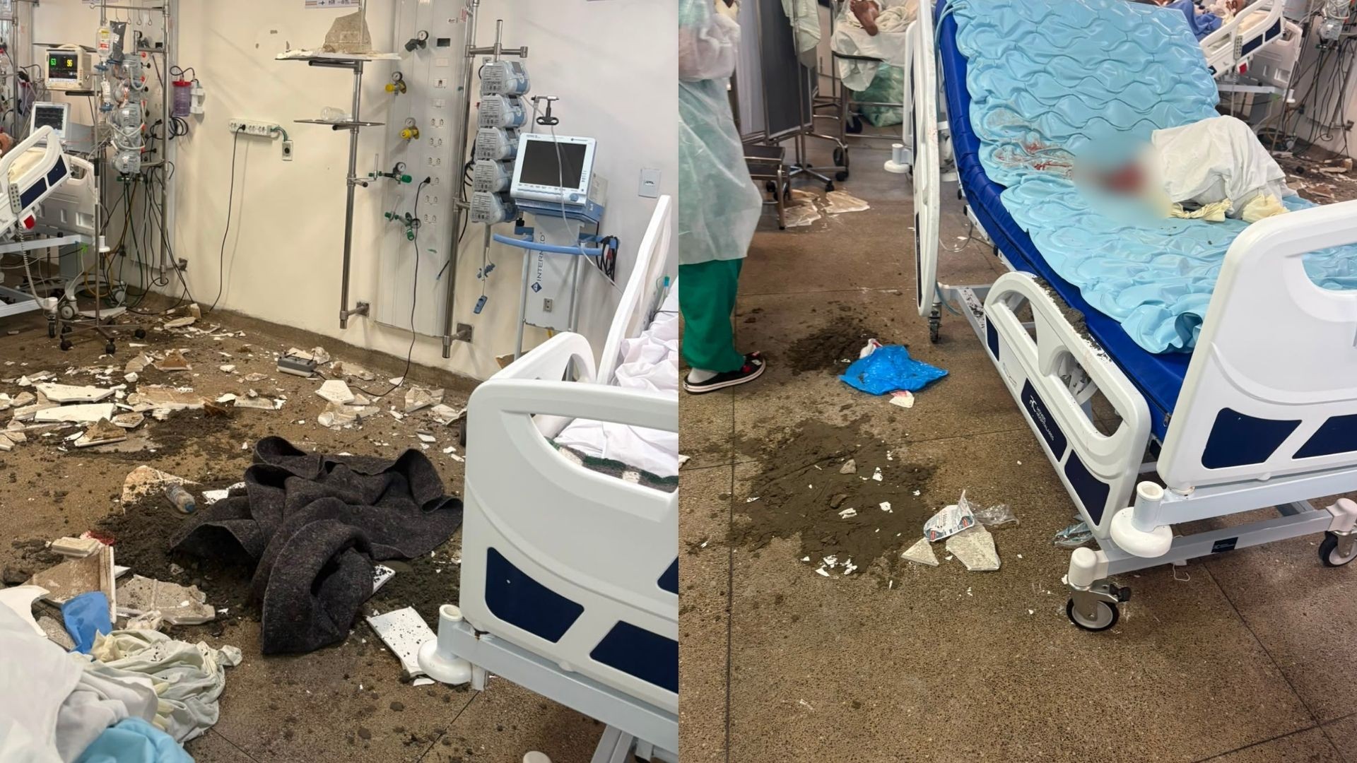 Forro de teto desaba e fere paciente recém-operada no Hospital da Restauração; VÍDEO