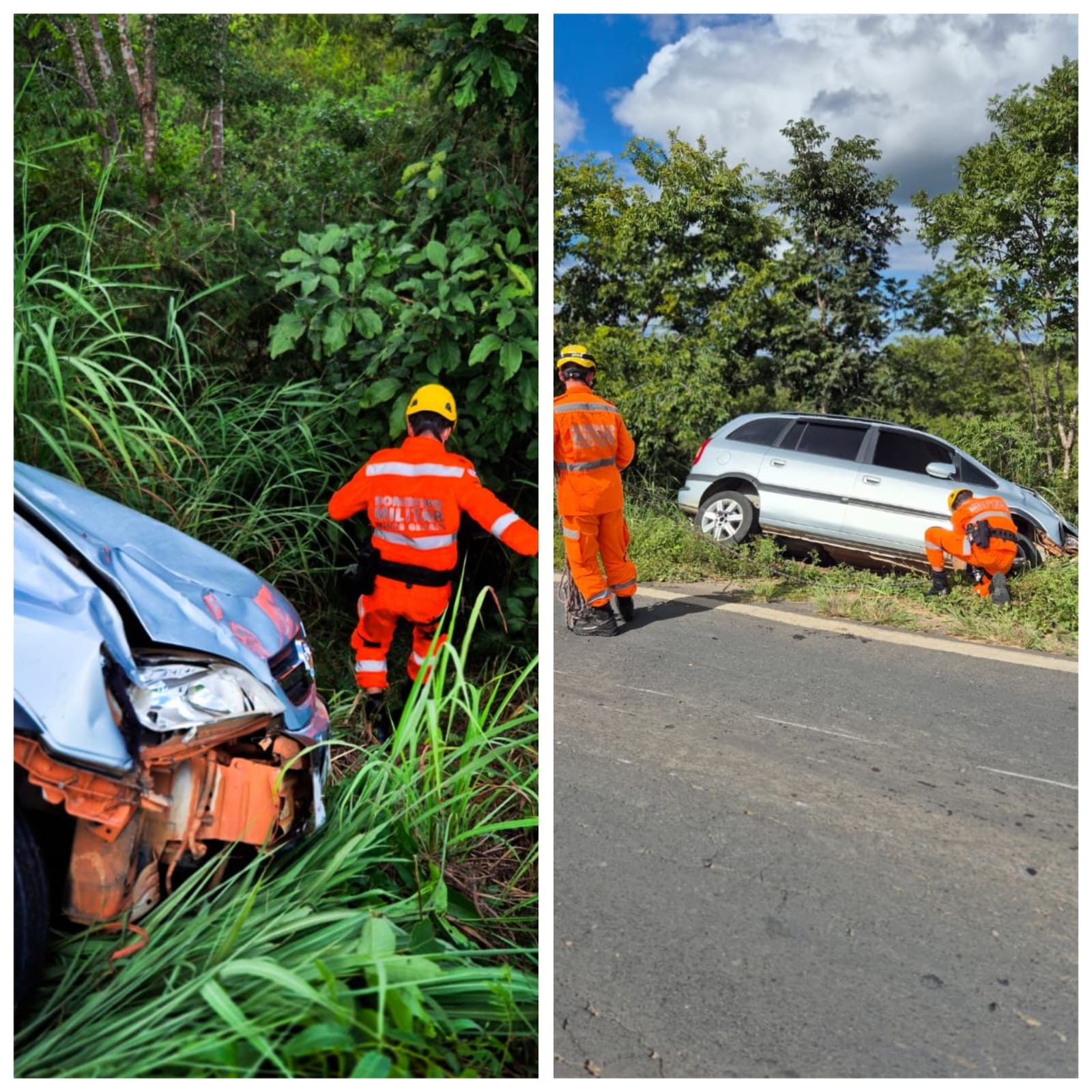 Motociclista cai em ribanceira de oito metros após ser atingido por carro na MGC-135